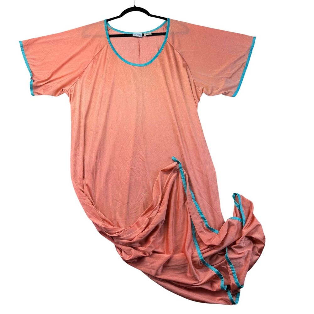 Lane Bryant Nightgown Women's Extra Large Orange Blue Silky Vintage Sleep Dress